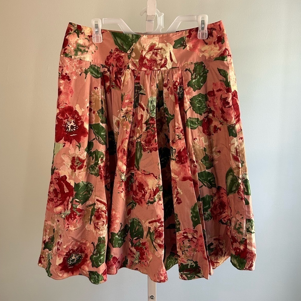 Talbots Pink Floral Pleated Skirt - Picture 2 of 6
